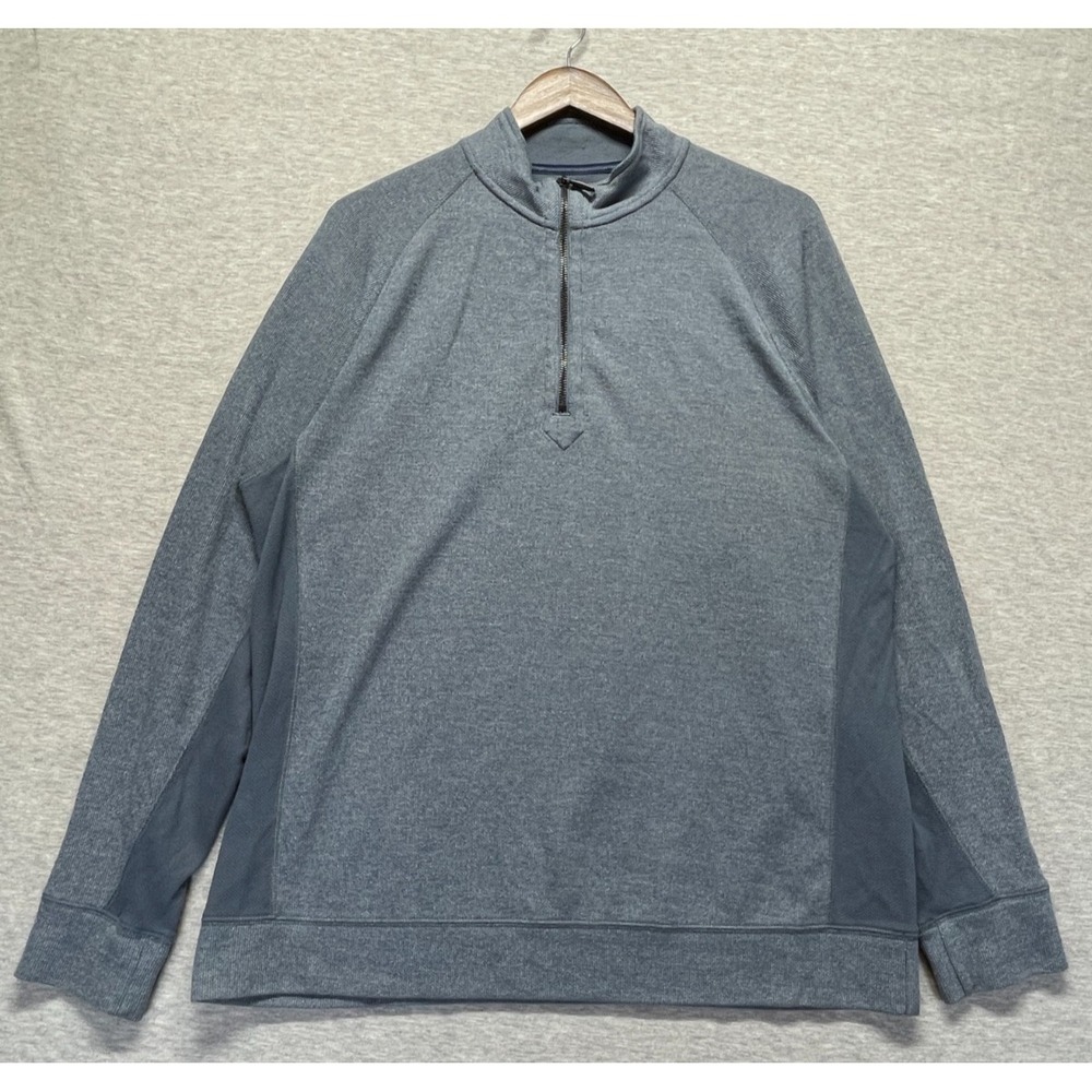 Roundtree & Yorke Quarter Zip Sweater Mens Medium Heather Gray Cotton Mock Neck